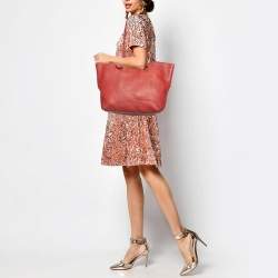 Miu Miu Red Leather Shopper Tote 