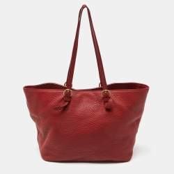 Miu Miu Red Leather Shopper Tote 