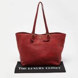 Miu Miu Red Leather Shopper Tote 