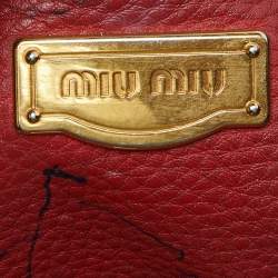 Miu Miu Red Leather Shopper Tote 