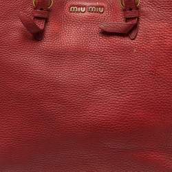 Miu Miu Red Leather Shopper Tote 