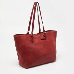 Miu Miu Red Leather Shopper Tote 