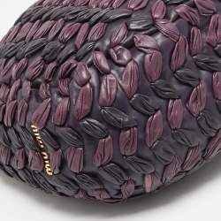 Miu Miu Purple/Plum Woven Leather Push Lock Flap Hobo