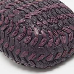 Miu Miu Purple/Plum Woven Leather Push Lock Flap Hobo
