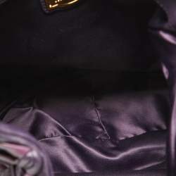 Miu Miu Purple/Plum Woven Leather Push Lock Flap Hobo