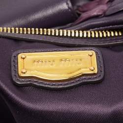 Miu Miu Purple/Plum Woven Leather Push Lock Flap Hobo