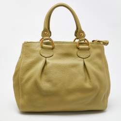 Miu Miu Green Vitello Daino Leather Tote