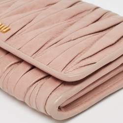 Miu Miu Light Pink Matelassé Leather Flap Continental Wallet