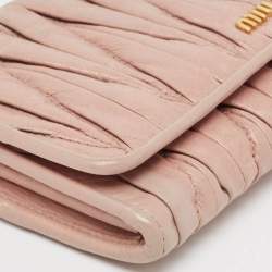 Miu Miu Light Pink Matelassé Leather Flap Continental Wallet