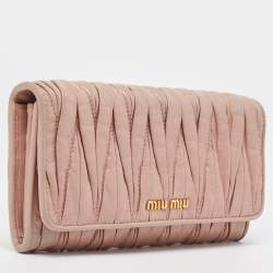 Miu Miu Light Pink Matelassé Leather Flap Continental Wallet