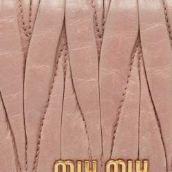 Miu Miu Light Pink Matelassé Leather Flap Continental Wallet