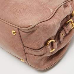 Miu Miu Old Rose Distressed Leather Charm Satchel