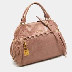Miu Miu Old Rose Distressed Leather Charm Satchel