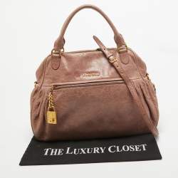 Miu Miu Old Rose Distressed Leather Charm Satchel