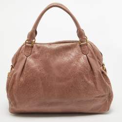 Miu Miu Old Rose Distressed Leather Charm Satchel