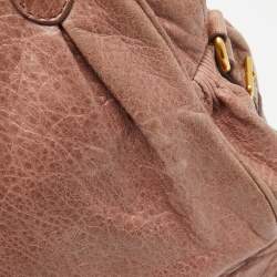 Miu Miu Old Rose Distressed Leather Charm Satchel