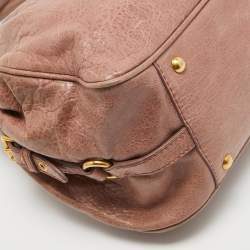 Miu Miu Old Rose Distressed Leather Charm Satchel