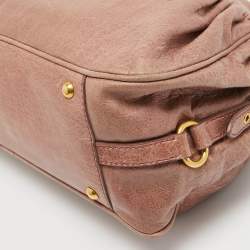 Miu Miu Old Rose Distressed Leather Charm Satchel
