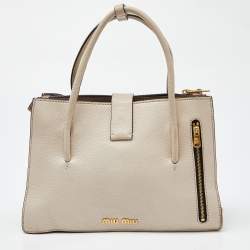 Miu Miu Beige Leather Push Lock Tote
