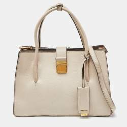Miu Miu Beige Leather Push Lock Tote
