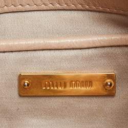 Miu Miu Beige Vitello Shine Leather Drawstring Bucket Bag