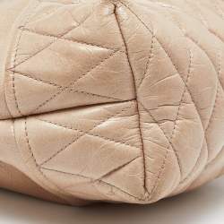 Miu Miu Beige Vitello Shine Leather Drawstring Bucket Bag