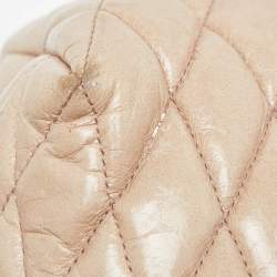 Miu Miu Beige Vitello Shine Leather Drawstring Bucket Bag