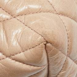Miu Miu Beige Vitello Shine Leather Drawstring Bucket Bag