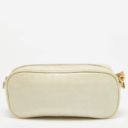 Miu Miu Off White Croc Embossed Patent Leather Camera Crossbody Bag