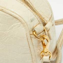 Miu Miu Off White Croc Embossed Patent Leather Camera Crossbody Bag