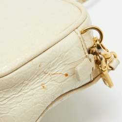 Miu Miu Off White Croc Embossed Patent Leather Camera Crossbody Bag