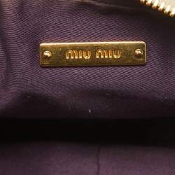 Miu Miu Off White Croc Embossed Patent Leather Camera Crossbody Bag