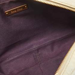 Miu Miu Off White Croc Embossed Patent Leather Camera Crossbody Bag