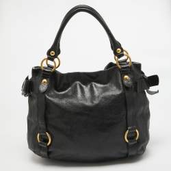 Miu Miu Black Leather Side Bow Hobo