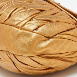 Miu Miu Gold Matelassé Leather Coffer Hobo