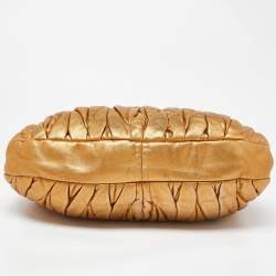 Miu Miu Gold Matelassé Leather Coffer Hobo
