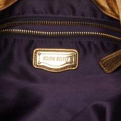 Miu Miu Gold Matelassé Leather Coffer Hobo