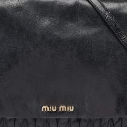 Miu Miu Black Matelassé Leather Flap Chain Shoulder Bag