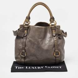 Miu Miu Grey Leather Bow Hobo