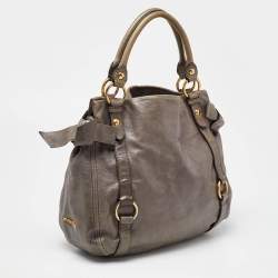Miu Miu Grey Leather Bow Hobo