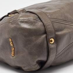 Miu Miu Grey Leather Bow Hobo
