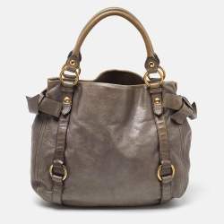 Miu Miu Grey Leather Bow Hobo