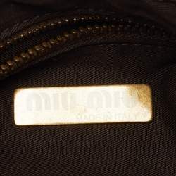 Miu Miu Grey/Brown Canvas and Leather Hobo