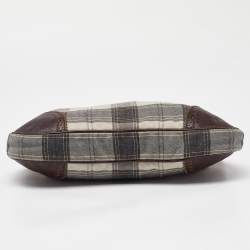 Miu Miu Grey/Brown Canvas and Leather Hobo