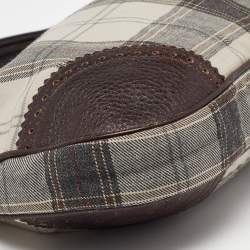 Miu Miu Grey/Brown Canvas and Leather Hobo