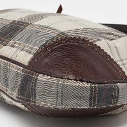 Miu Miu Grey/Brown Canvas and Leather Hobo