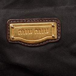 Miu Miu Brown Vitello Shine Leather Gathered Hobo