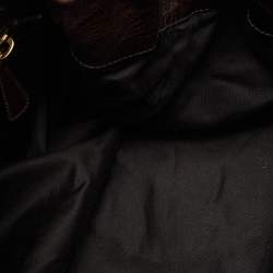 Miu Miu Brown Vitello Shine Leather Gathered Hobo