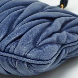 Miu Miu Blue Matelassé Leather Frame Clutch Bag