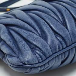 Miu Miu Blue Matelassé Leather Frame Clutch Bag